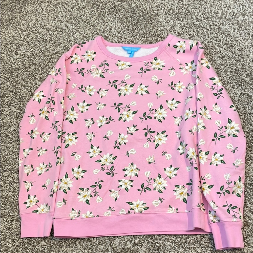 Draper James multicolored crew neck long sleeve boxy sweatshirt